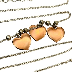 DYADEMA Italy Sterling Heart Pendant Beaded Cable Chain Necklace, 6.34 G