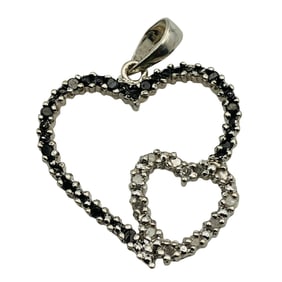 CW, DIAMOND Sterling Double Heart Pendant, 1.97 G