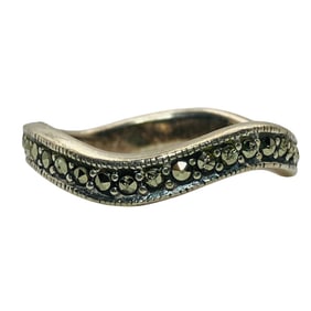 MARCASITE Sterling Wavy Eternity Band Ring, Size 6, 3.03 G