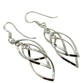 LA Sterling Interlocking Peaked Oval Dangle Earrings, 2.12 G