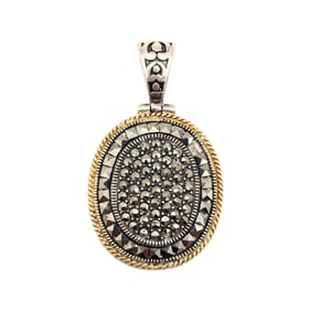 Sterling Marcasite Pendant with Gold Accents 9.7g