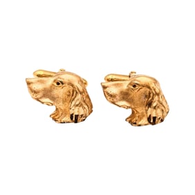 Swank Base Metal Gold-Tone French hound Head Cufflinks 18g