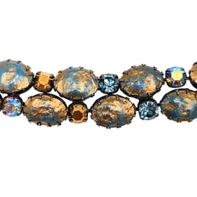 Juliana Gold Blue Rhinestone Bracelet 57.1g