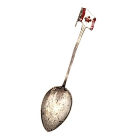 Sterling Souvenir Spoon with Enamel Canadian Flag Design 7.25g