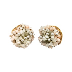 Sterling Hobe Clip-On Beaded Faux Pearl Earrings 24.8g