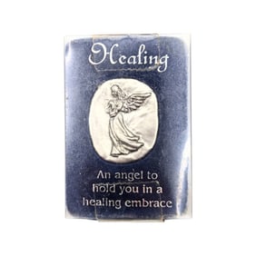 Sterling Healing Engraved Angel Pocket Token 13.42g