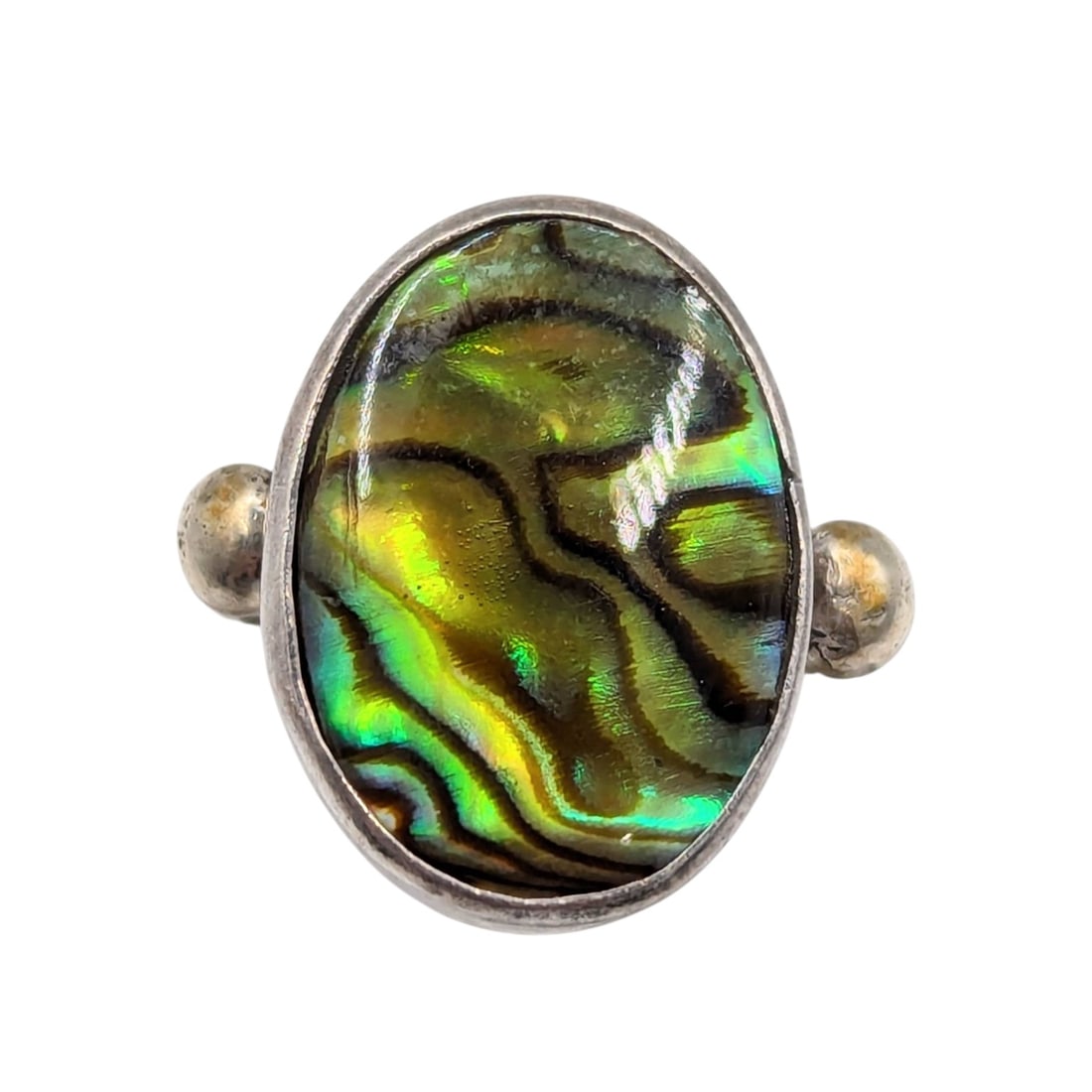 Sterling Abalone Shell Inlay Ring 6g: Sterling Abalone Shell Inlay Ring 6g, size 5.25