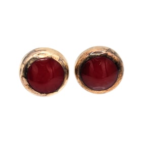Sterling Red Stone Stud Earrings 1.5g