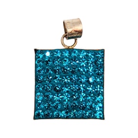 Sterling Blue Rhinestone Square Pendant 1.56g