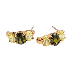 Sterling olive Green and lt. Green tourmaline Earrings 3.49g