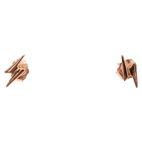 Sterling Rose Gold Overlay Lightning Bolt Stud Earrings .34g