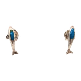 Sterling Turquoise Dolphin Earrings .91g