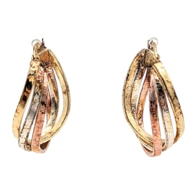 Sterling Tri-Color gold-over Hoop Earrings 6.75g