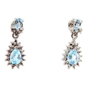 Sterling, Blue Topaz Earrings 4.0g