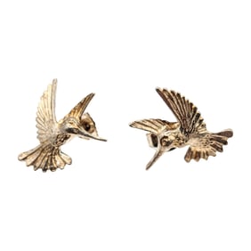 Sterling with Gold overlay Hummingbird Stud Earrings 1.83g