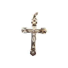Sterling Crucifix Pendant with Textured Details, 2.37g