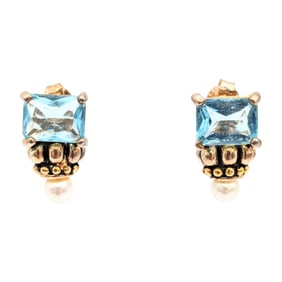 Sterling Earrings with Blue Rhinestone and faux Pearls 3.69