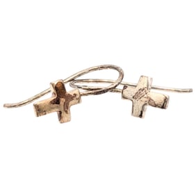 Sterling Cross Design Drop Earrings, 2 G