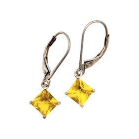 Sterling lever back Earrings with Yellow Rhinestone Accents 1.49g