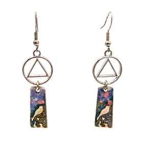 Sterling Dangle Earrings with Bird Design and Geometric Accents 6.76g