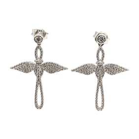 Sterling Rhinestone Earrings with Push-Back Closures 3.45g