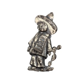 Sterling Mexican Figure Brooch, 4.1g