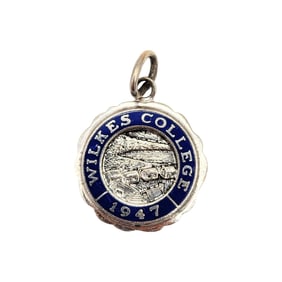Sterling 1947 Wilkes College Charm Blue Enamel 3.04g