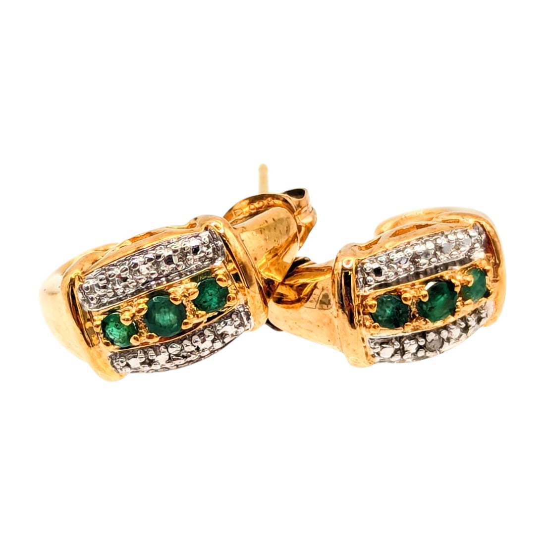 Gold Over Sterling Earrings Emerald 3.34g: Gold Over Sterling Earrings Emerald 3.34g China