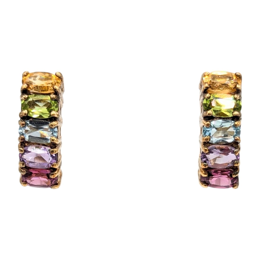 Gold-Over Sterling Earrings With Citrine, piriote, topaz, Amethyst, garnet2.74g: Gold-Over Sterling Earrings With Citrine, piriote, topaz, Amethyst, garnet2.74g