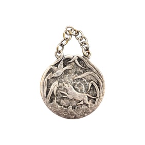 Sterling Pendant Featuring Dog and Bird Motif with cable Chain 6.8g