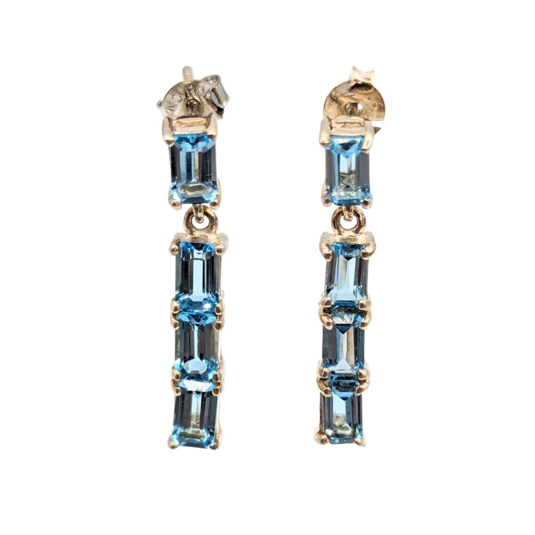 Gold Over Sterling with blue spinel Drop Earrings 2.89g: Gold Over Sterling with blue spinel Drop Earrings 2.89g Thai SCBS