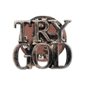 Sterling "Try God" Lapel Pin 1.92g