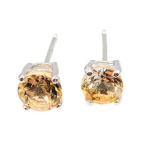 Sterling Yellow Citrine Stud Earrings .72g
