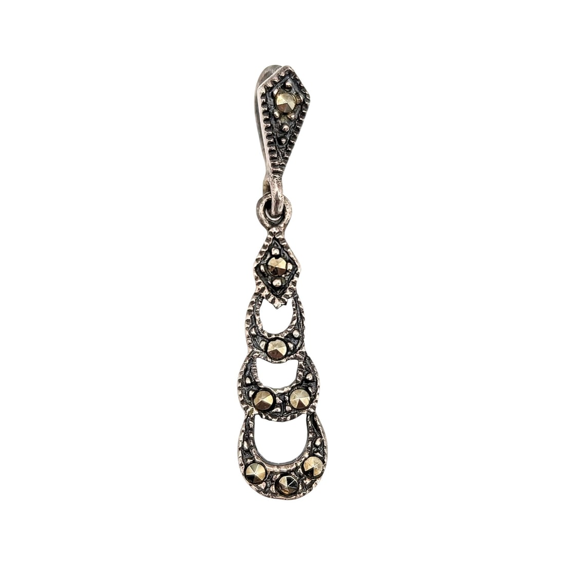 Sterling Cascading Marcasite Pendant .79g: Sterling Cascading Marcasite Pendant .79g