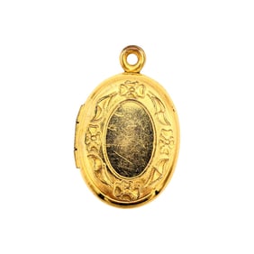 Sterling Gold over Locket Pendant with Engraved Design 2.58g