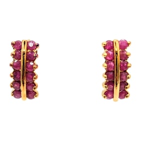 Gold Over Sterling Rubies Stud Earrings 3.77g