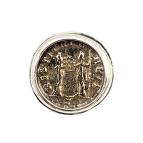 Sterling Ring with Coin Centerpiece Size 8.75 11.06g