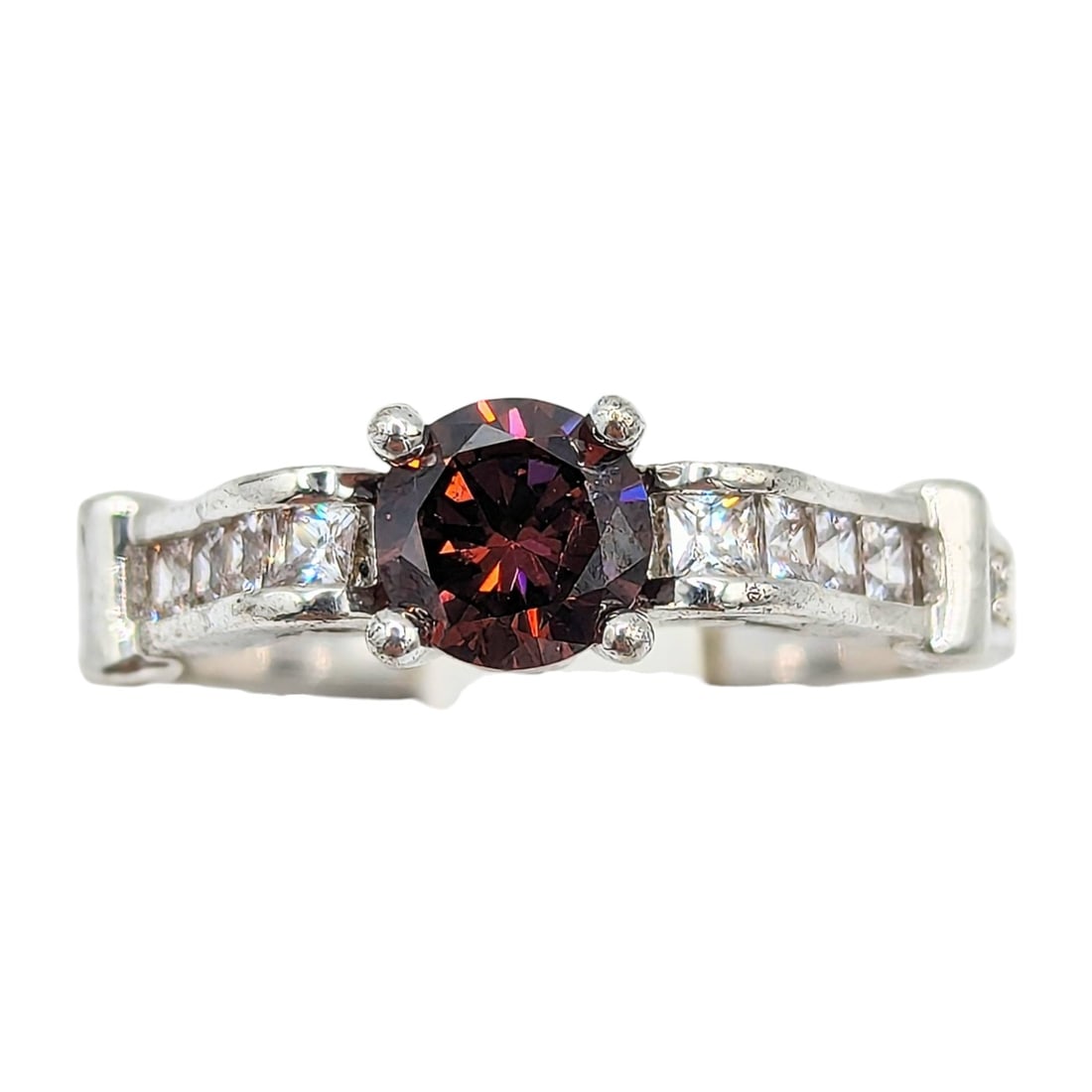 Sterling Tourmaline and Clear Rhinestones Ring Size 9 with 3.11g: Sterling Tourmaline and Clear Rhinestones Ring Size 9 with 3.11g