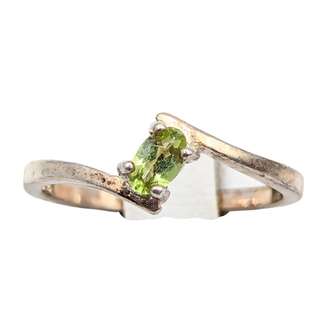 Sterling Green Citrine Stone Ring Size 7.25 1.88g: Sterling Green Citrine Stone Ring Size 7.25 1.88g