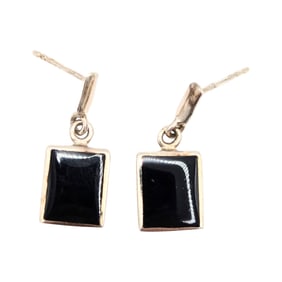 Sterling Drop Earrings Featuring Onyx Insets, 4.22g