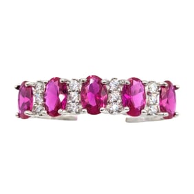 Sterling pink Rubies and clear Rhinestones Ring in Size 11.75 2.93g
