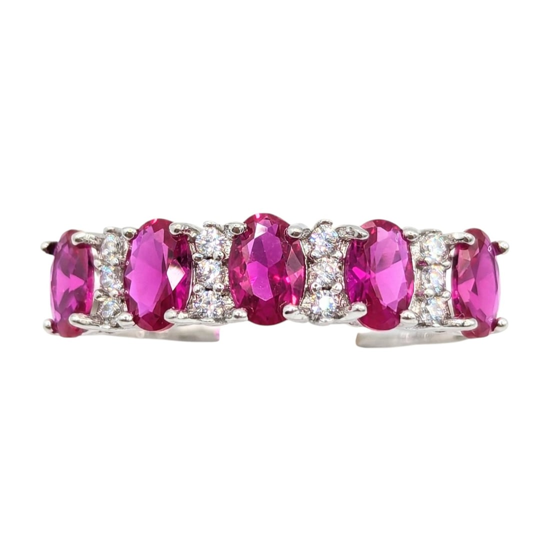 Sterling pink Rubies and clear Rhinestones Ring in Size 11.75 2.93g: Sterling pink Rubies and clear Rhinestones Ring in Size 11.75 2.93g China