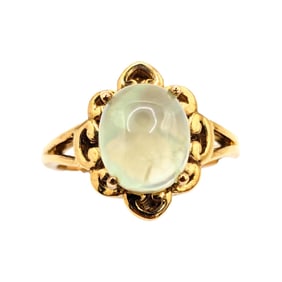 Sterling Gold over Chrysoprase Ring Size 11.75, 7.67g,