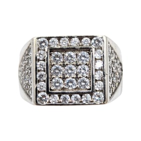 Sterling Clear Rhinestones Ring Size 10, 8.81g, EC,