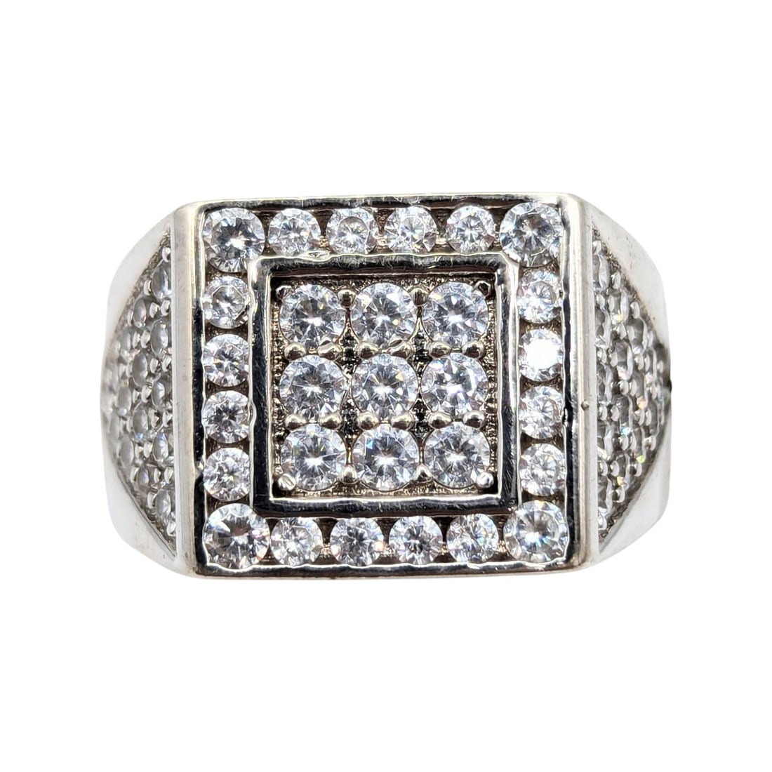 Sterling Clear Rhinestones Ring Size 10, 8.81g, EC, (1 of 4)