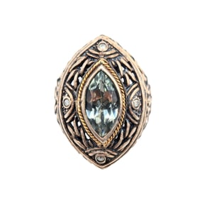 Sterling 18K Size 8 Citrine Ring, 14.35g,