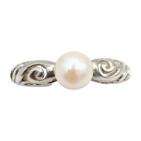 Sterling Ring with Pearl Size 5, 2.48g,