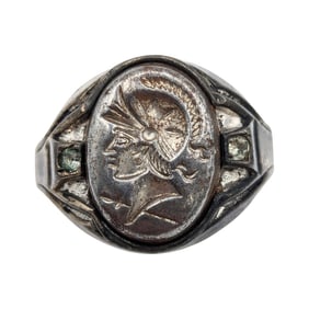 Sterling Roman Soldier Intaglio Design sz 9 5.51g