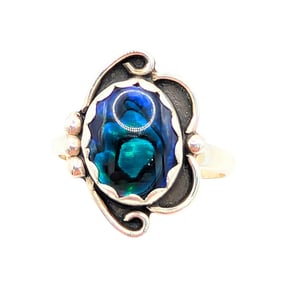 Sterling Resin to look like Abalone Ring Oval sz 5, 2.11g