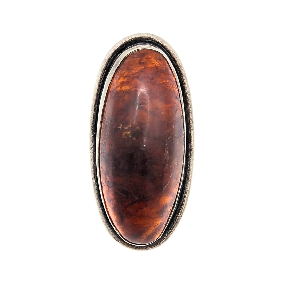 Sterling and Amber Ring, Size 4.75, 6.86g: Sterling and Amber Ring, Size 4.75, 6.86g COF Denmark